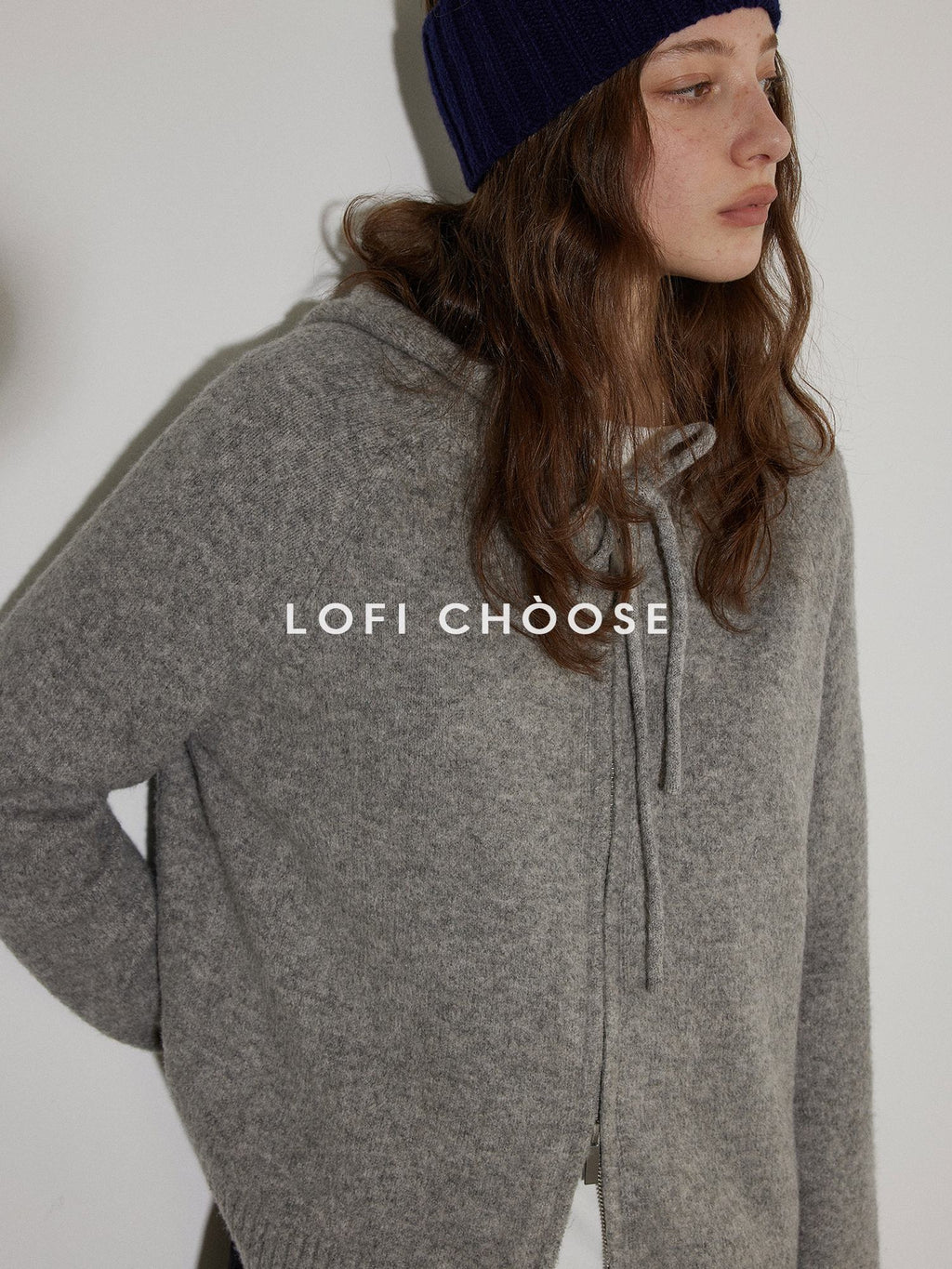 Lofi choose Soft Acrylic Wool Blend Oversized Zip Hooded Women Heather Gray Hoodie