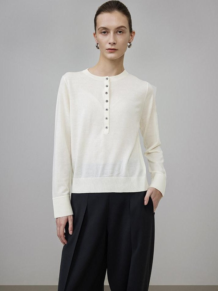 unspoken Pure Wool Minimalist Loose Pullover Crew Neck Women Knit Cardigans