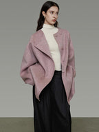 unspoken Pure Wool Loose Fit Minimal Office Midlength Single Button Women Wool Coats