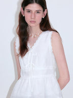 fano Cotton Linen Korean Ruffle Slim Fit Women White Off Shoulder Crop Tops