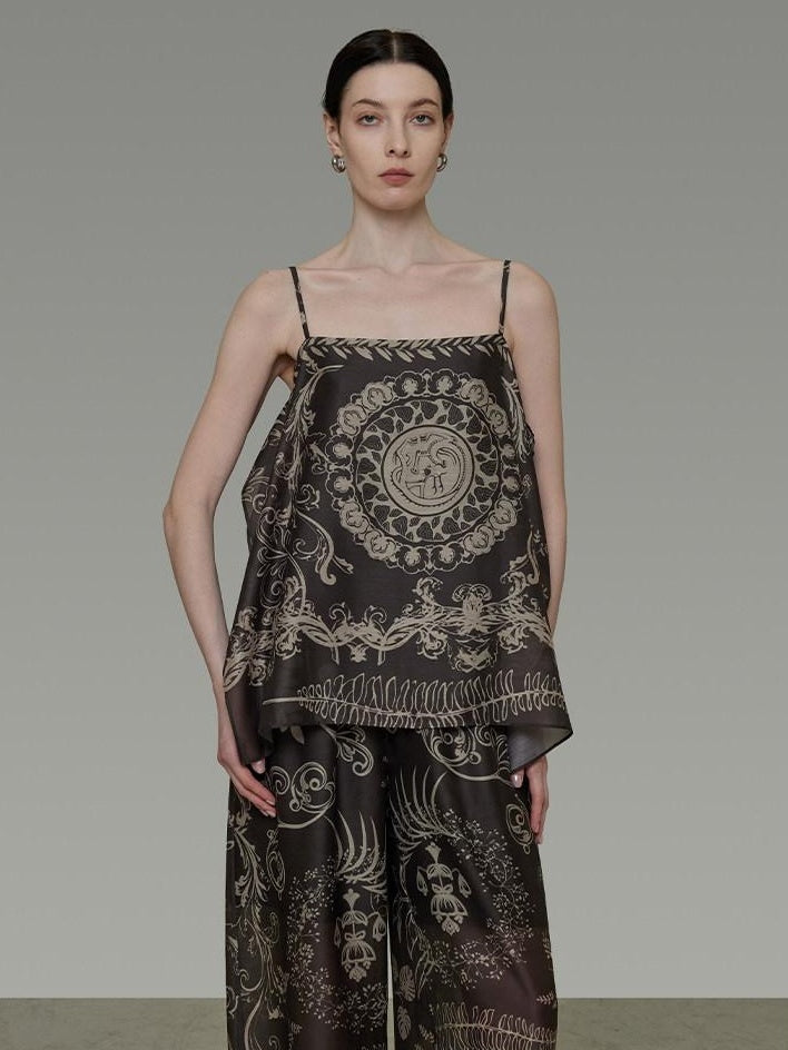 unspoken Resort Print Loose Fit Polyester Tank Women Lightweight Breathable Camisoles