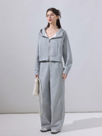 ikyou Durable Cotton Blend Relaxed Straight Leg Natural Waist Pockets Gray Sweatpants