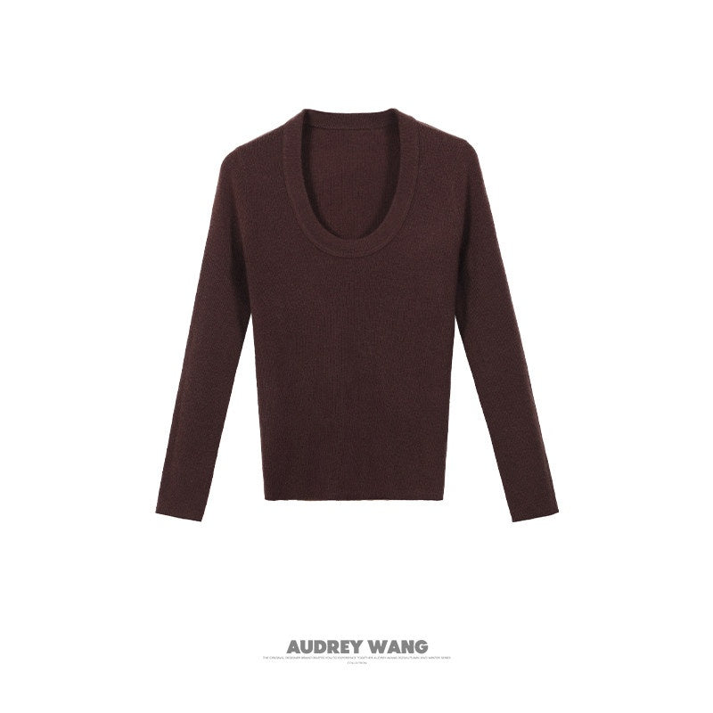 audreyyang_Cozy_100%_Wool_Slim_Fit_Round_Neck_Pullover_Women_Knitwear_Tops_Sweaters_MISSTT