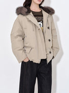 fano 90 White Duck Down Warm Commuter Straight Fit Patchwork Khaki Women Down Jackets
