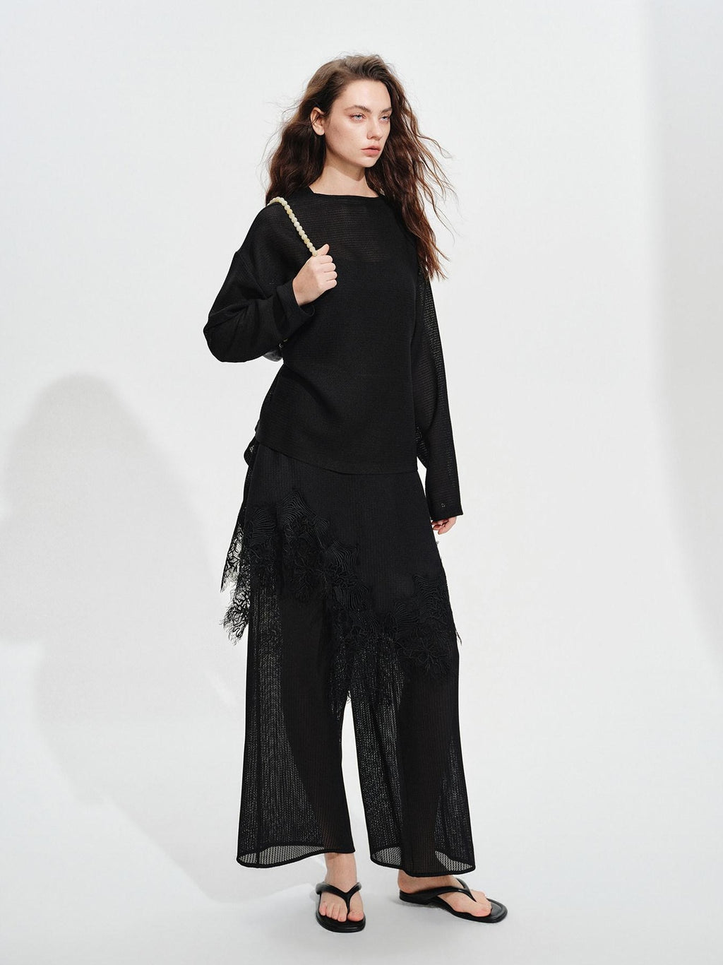 audreyyang Soft Viscose Blend Non Deforming Loose Fit Patchwork Women Top & Pants Sets