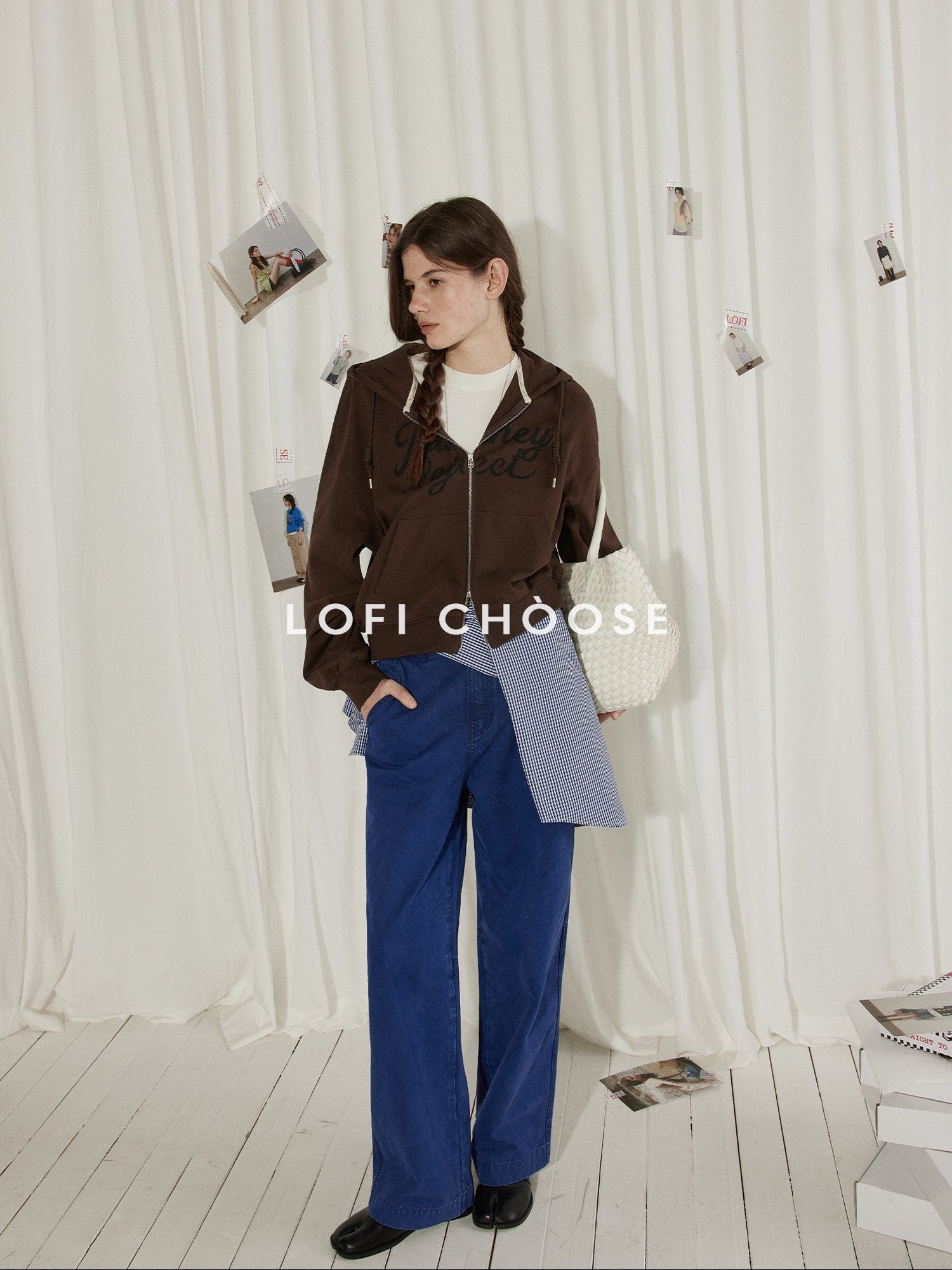 Lofi choose High Waist Distressed Vintage Blue Relaxed Cotton Zip Fly Womens Wide Leg Jeans