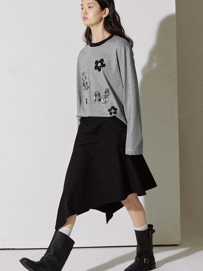 fano Soft Lyocell Cotton Blend Casual Mid Waist Ruffle Asymmetrical Women Midi Skirts