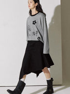 fano Soft Lyocell Cotton Blend Casual Mid Waist Ruffle Asymmetrical Women Midi Skirts