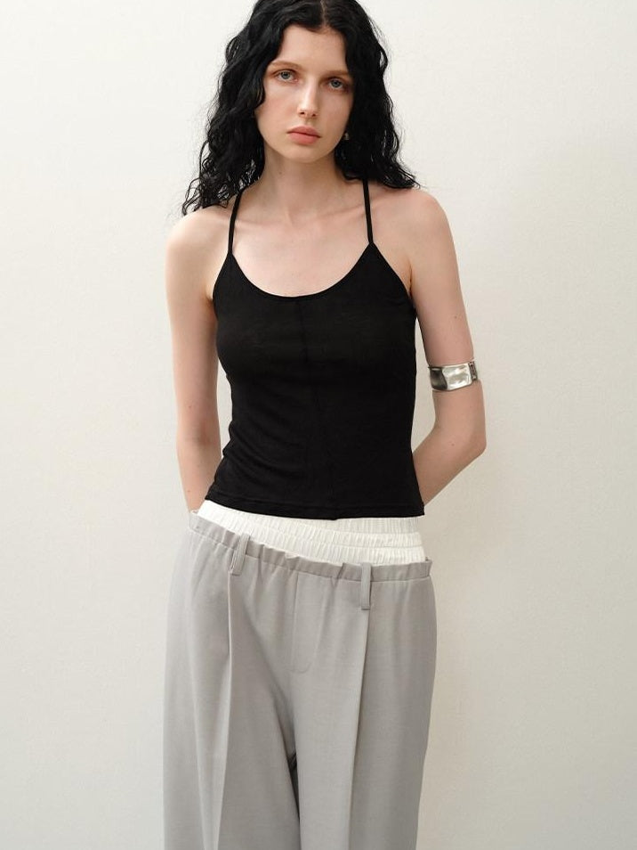 someonesometimes Soft Tencel Lyocell Blend U Neck Two Piece Casual Short Sleeve T-Shirts