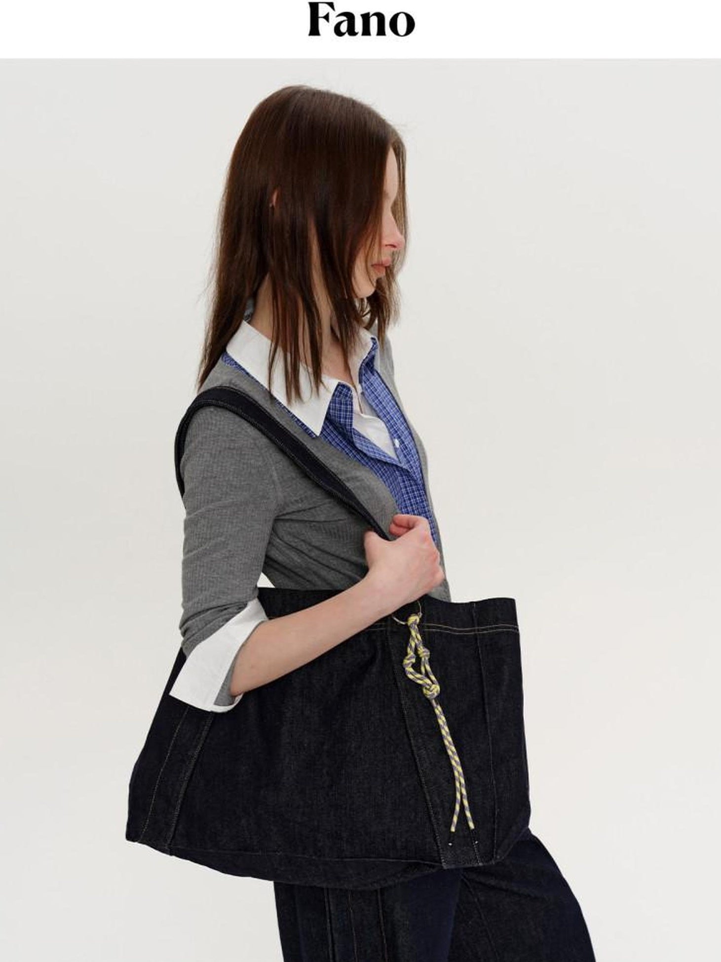 fano Spacious Open Top Casual Minimalist Denim Blue Everyday Women Tote Bags