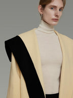 unspoken Thick Cozy Longline Loose Fit Minimal Commuter Cream Black Wool Coats