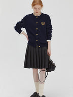 fano Wool Blend Straight Cut Commuter Round Neck Short Solid Knit Cardigans