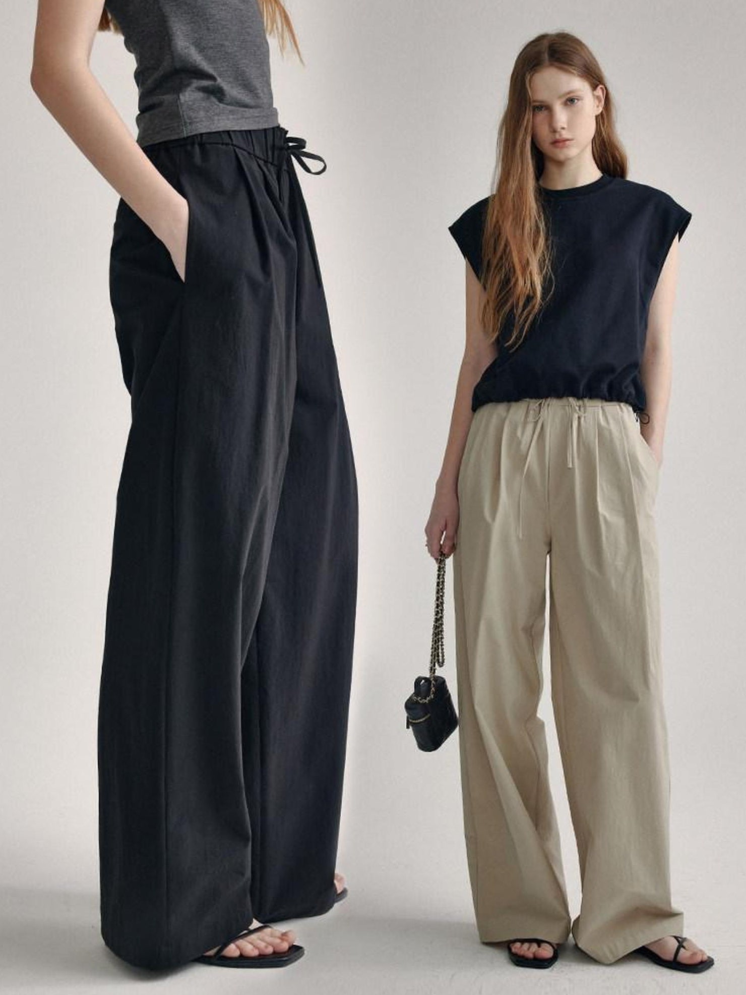 fano High Waist Tailored Minimalist Commuter Nylon Blend Pockets Straight Pants