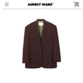 audreyyang Original Loose Fit Herringbone Wool Collarless Open Front Casual Women Blazers