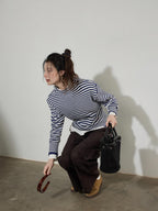 Lofi choose Acrylic Cotton Soft Striped Loose Fit Pullover Commuter Style Women Sweaters