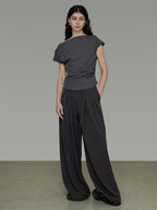 unspoken Ruffle V-neck Fitted Bell Sleeve Work Chic Polyester Knit Off Shoulder Crop Tops