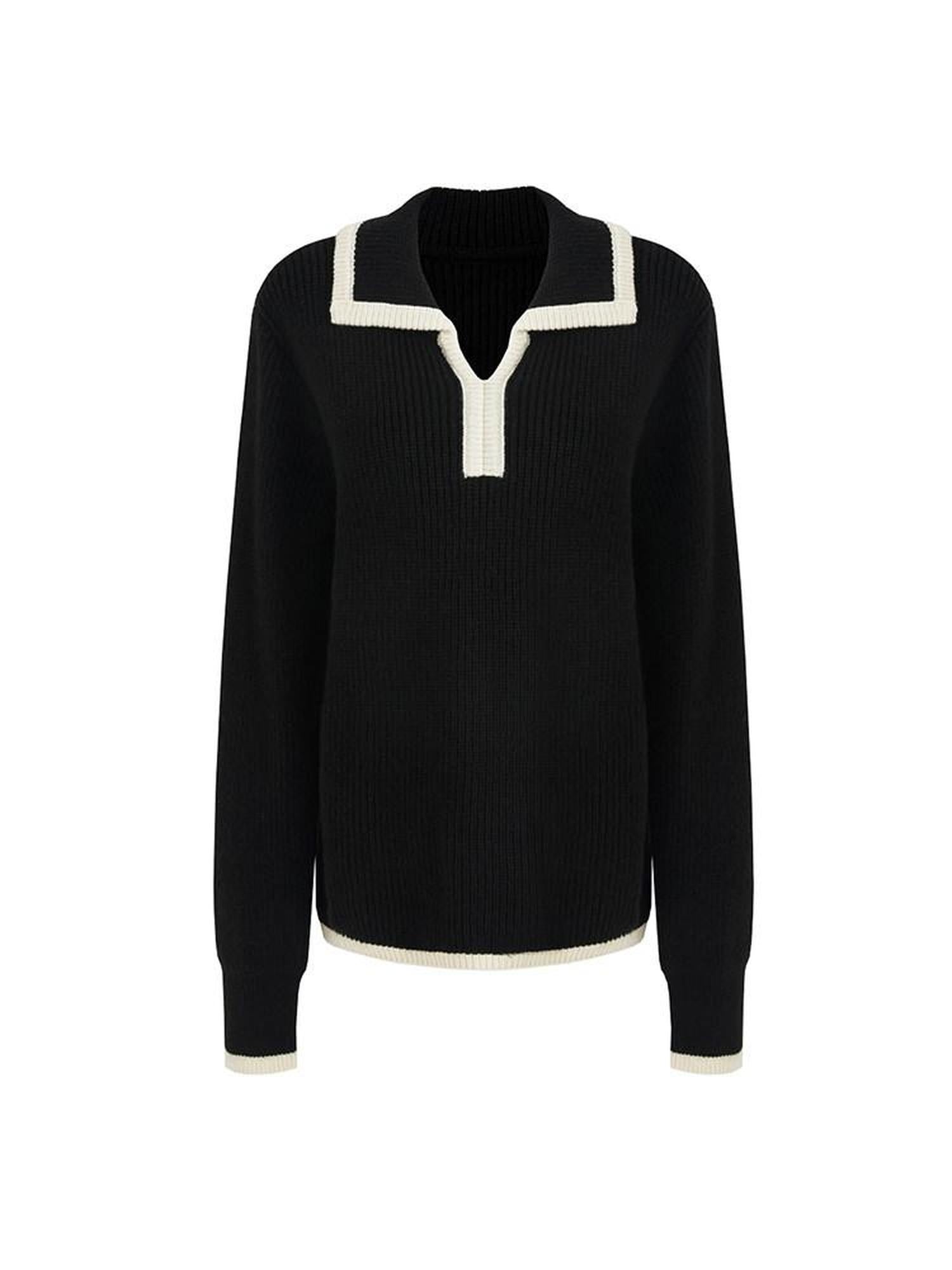 unspoken Thermal Acrylic Blend Loose Fit Pullover Commuter Black Knit Sweaters