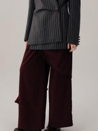 audreyyang Comfort Stretch Asymmetric Minimalist High Waist Loose Fit Women Straight Pants