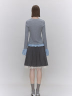 someone sometimes Lyocell Wool Blend Low Crew Neck Office Knit Women Meteor Grey Sweaters