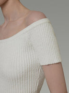 unspoken Minimalist Slim Fit Cotton Short Sleeve Women Off Shoulder Crop Tops