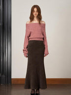 someonesometimes Stretch Mid Rise Slim Mermaid Hem Workwear Solid Polyester Women Midi Skirts