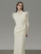 unspoken Elegant Minimalist Beige Two Piece Slim Fit Women Office Casual Top & Skirt Sets