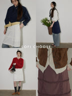 Lofi choose High Waist Loose Fit Office Ready Young Women Purple Blue White Midi Skirts