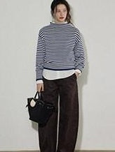 Lofi choose Acrylic Cotton Soft Striped Loose Fit Pullover Commuter Style Women Sweaters