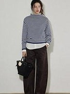 Lofi choose Acrylic Cotton Soft Striped Loose Fit Pullover Commuter Style Women Sweaters