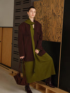 audreyyang Original Loose Fit Herringbone Wool Collarless Open Front Casual Women Blazers