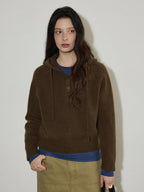 Lofi choose Soft Knit Button Front Loose Fit Commuter Womens Pullover Hoodie