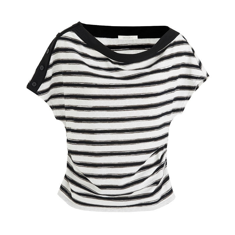 unspoken_Soft_Cotton_Knit_Striped_Loose_Minimalist_Women_Bardot_Off_Shoulder_Crop_Tops_MISSTT