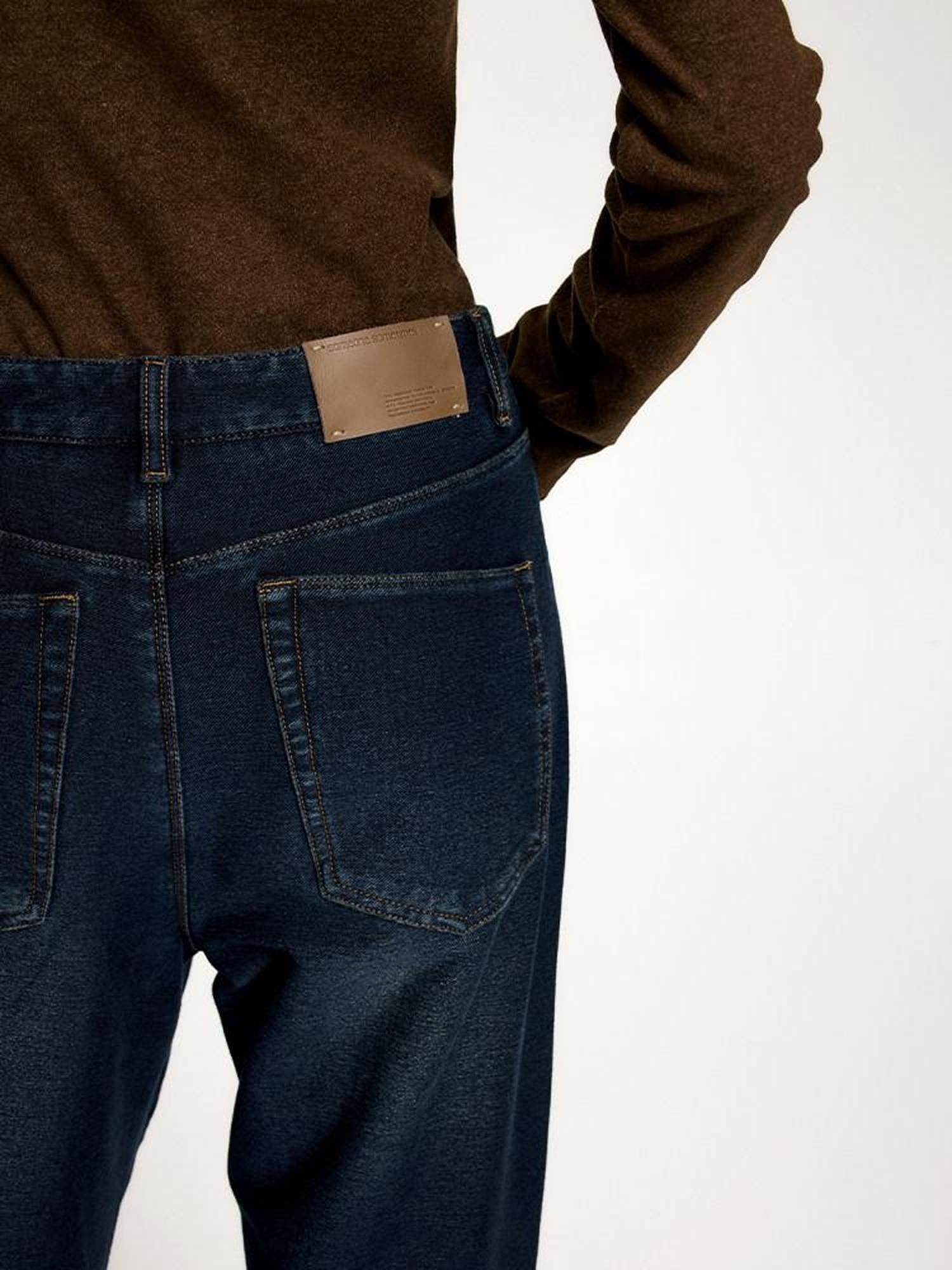 someone sometimes Vintage Blue Natural Waist Relaxed Fit Casual Polyester Wide Leg Jeans