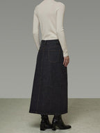 unspoken Warm Buttoned Panel Slim High Waist Long Sleeve Women Black Top & Skirt Sets