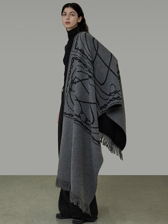 unspoken Cozy Double Sided Geometric Long Rectangular Warm Women Youth Polyester Scarves