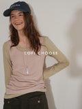 Lofi_choose_Slim_Fit_Commuter_Round_Neck_Women_Khaki_Green_Light_Gray_Long_Sleeve_T-Shirts_MISSTT