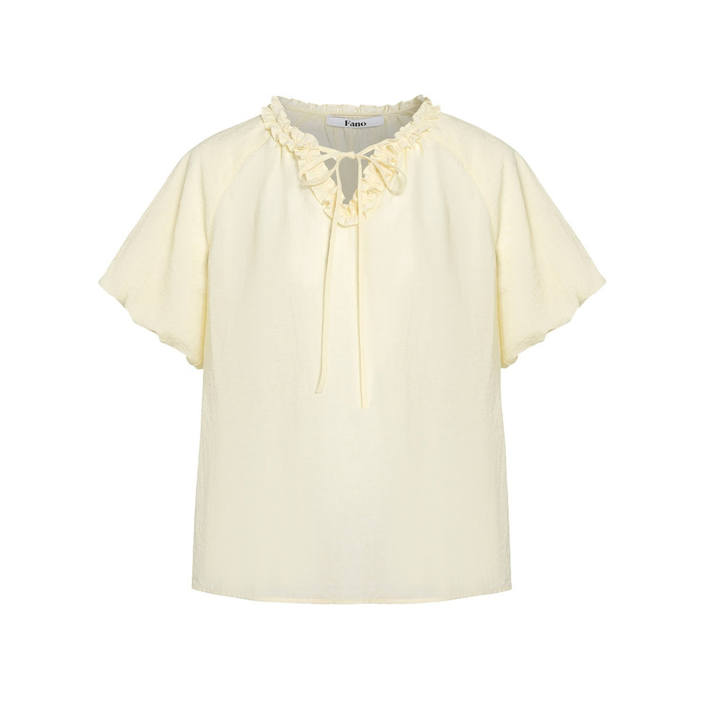 fano_Yellow_Tie_Front_Viscose_Linen_Blend_Relaxed_Korean_Short_Sleeve_Women_Blouses_MISSTT