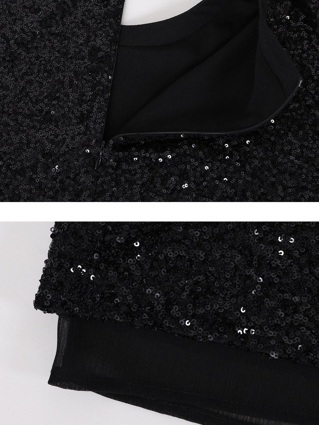 audreyyang Sparkling Sequin Casual Loose Fit Women Crew Neck Top & Skirt Sets