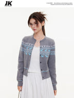 ikyou Lightweight Warmth Loose Knit Commuter Women Grey Cute Animal Cardigans