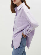 fano Skin Friendly Breathable Cotton Minimalist Loose Fit Women Button Solid Shirts