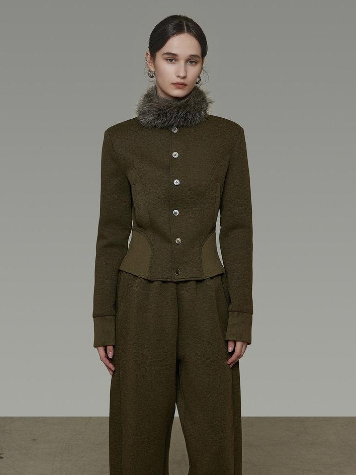 unspoken Breathable Cotton High Waist Minimal Office Heather Green Wide Leg Pants