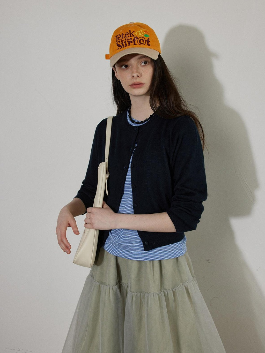 Lofi choose High Waist Bubble Skirt Relaxed Fit Office Custom Dyed Almond Gray Midi Skirts