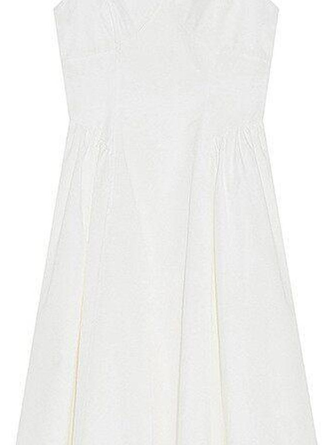fano 100 Percent Cotton Minimalist Commuter Loose Waist V-neck Camisole Maxi Dresses