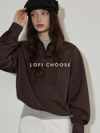 Lofi choose Embroidered Loose Drop Shoulder Collared Workwear For Women Polyester Blouses
