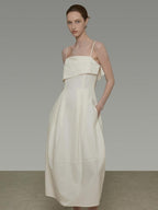 unspoken Soft Cotton High Waist A Line Irregular Hem Minimalist Workwear Maxi Dresses