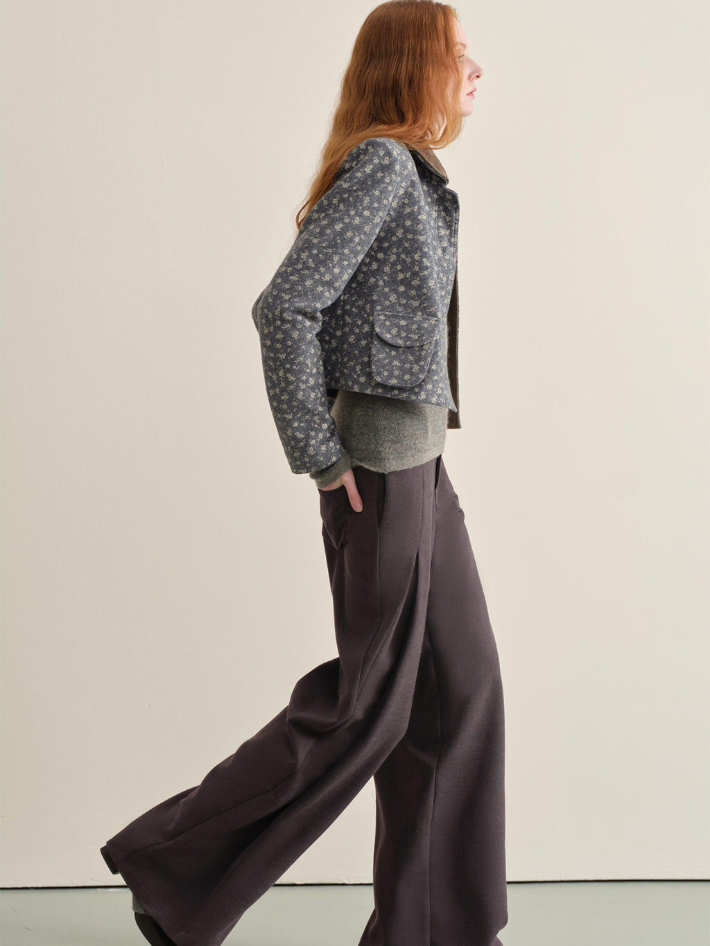 someonesometimes Wrinkle Resistant Minimal Workwear Natural Waist Women Purple Straight Pants