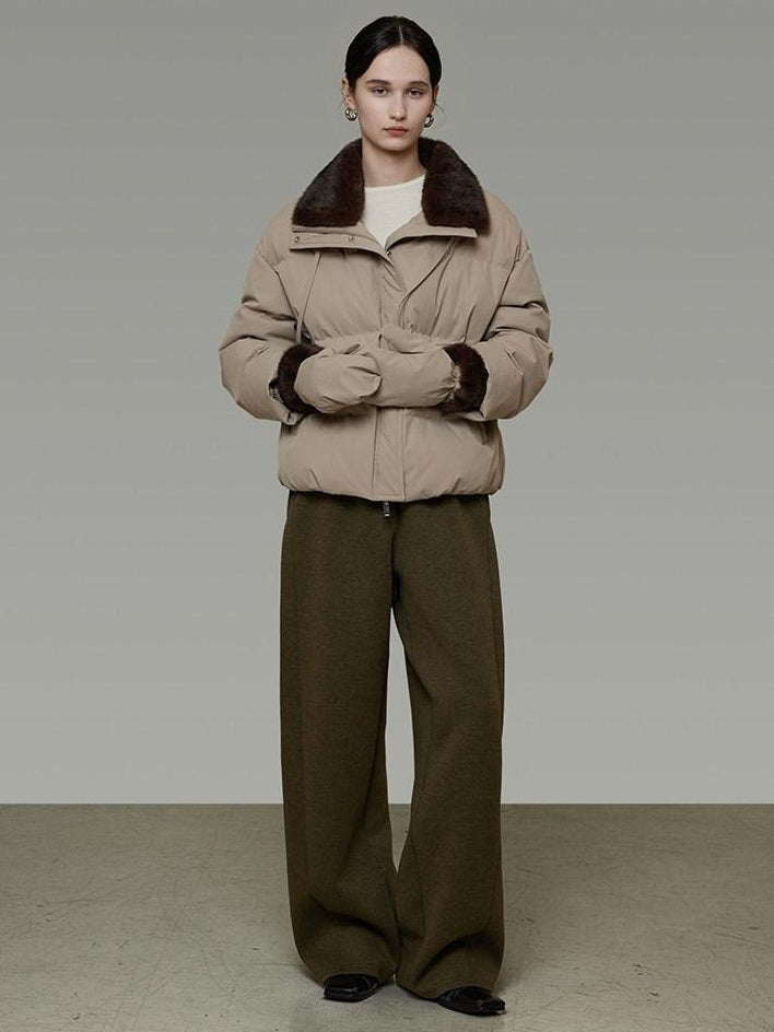 unspoken 90 White Duck Down Warm Loose Commuter Zip Lapel Women Down Jackets