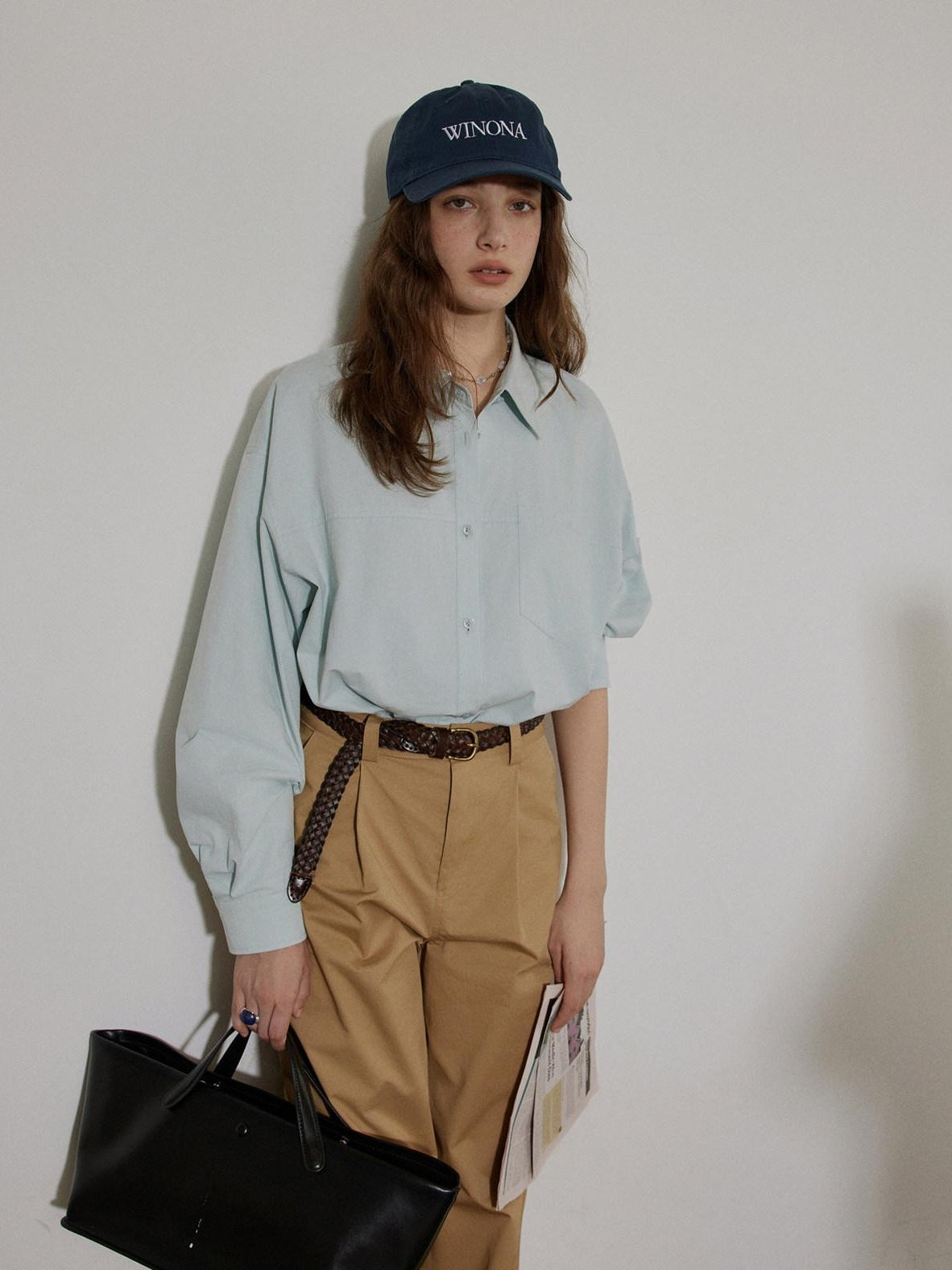 Lofi choose Breathable Cotton Loose Fit Lapel Collar Button Long Sleeve Office Women Shirts