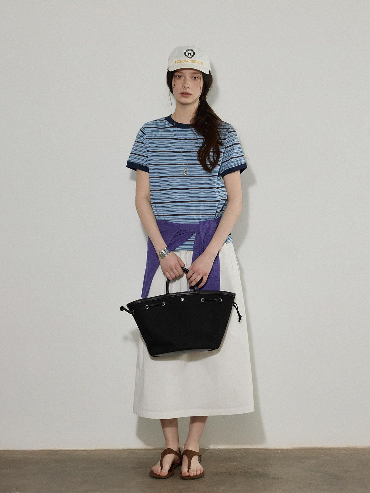 Lofi choose High Waist Bow A Line Cotton Commuter Loose Fit Women Tie Elegant Midi Skirts