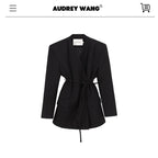 audreyyang_Pleated_Structured_Loose_Fit_Double_Breasted_Mid_Length_Women_Office_Blazers_MISSTT